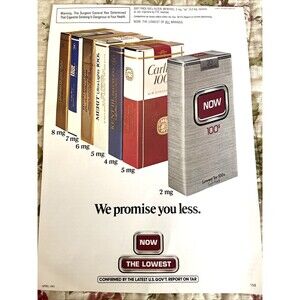 Vintage Ephemera Now Cigarette Ad 1983 We Promise You Less Tobacianna